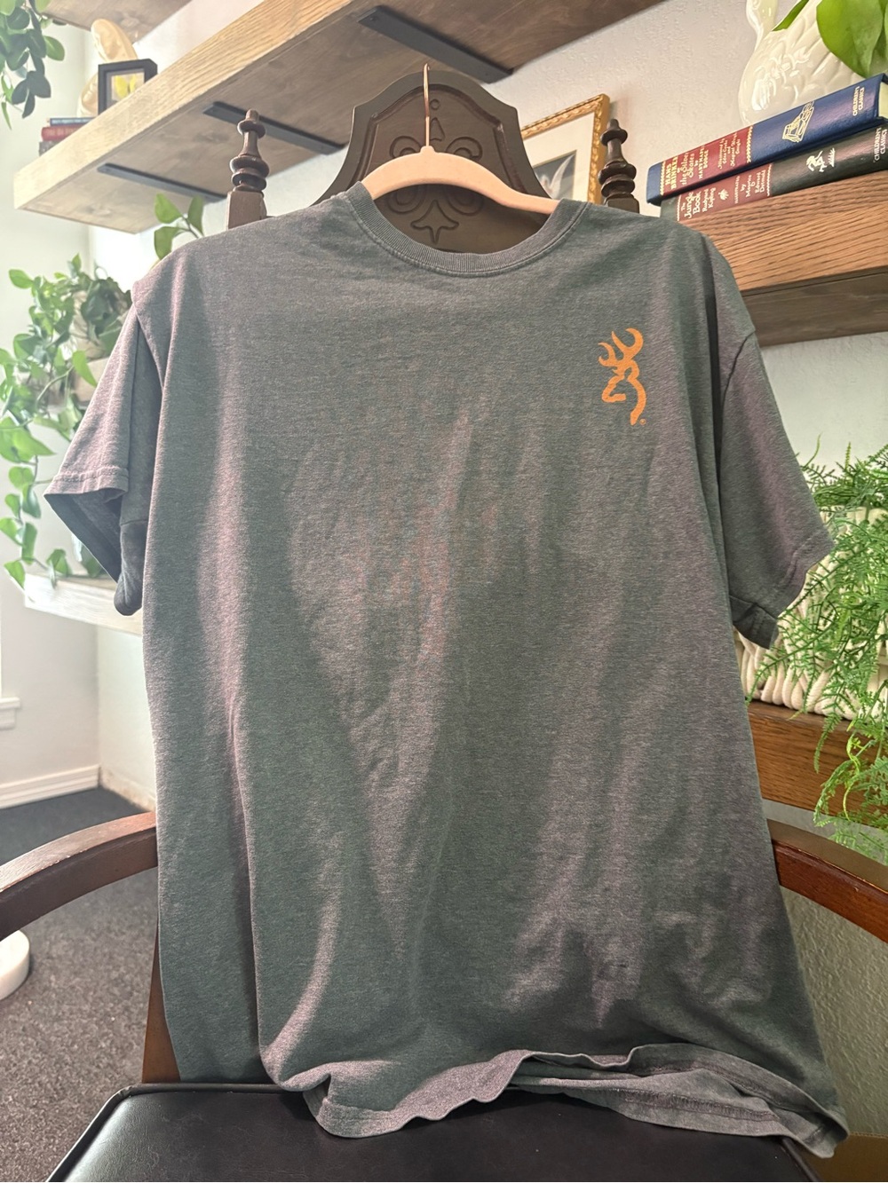Browning Men's Short Sleeve Tee in Charcoal with Orange Logo